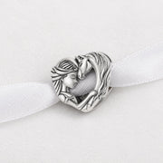 Horse Girl Heart Bead Fits Pandora Charm Bracelet, Silver Equestrian Jewelry, Animal Lover Gift
