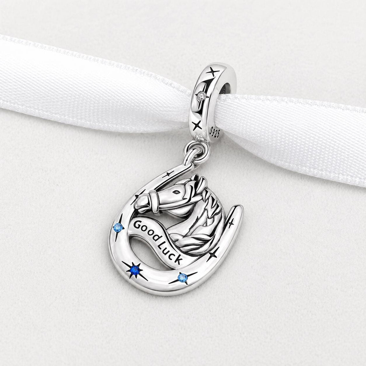 Horse Horseshoe sterling silver charm alternate view