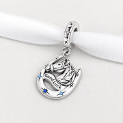 Horse Horseshoe Bead Fits Pandora Charm Bracelet, Sterling Silver Equestrian Dangle, Good Luck Gift
