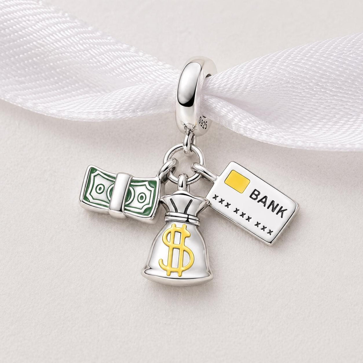 Money Bag Bank Card sterling silver charm alternate view