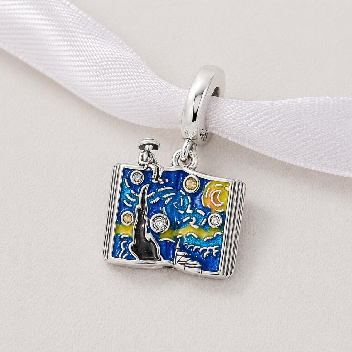 Van Gogh Starry Night Book sterling silver charm alternate view