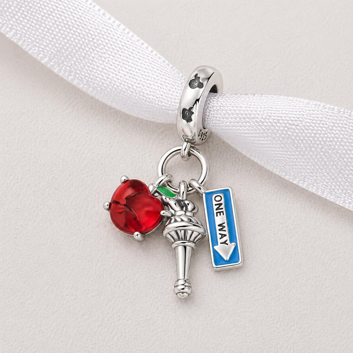 New York Apple sterling silver charm alternate view