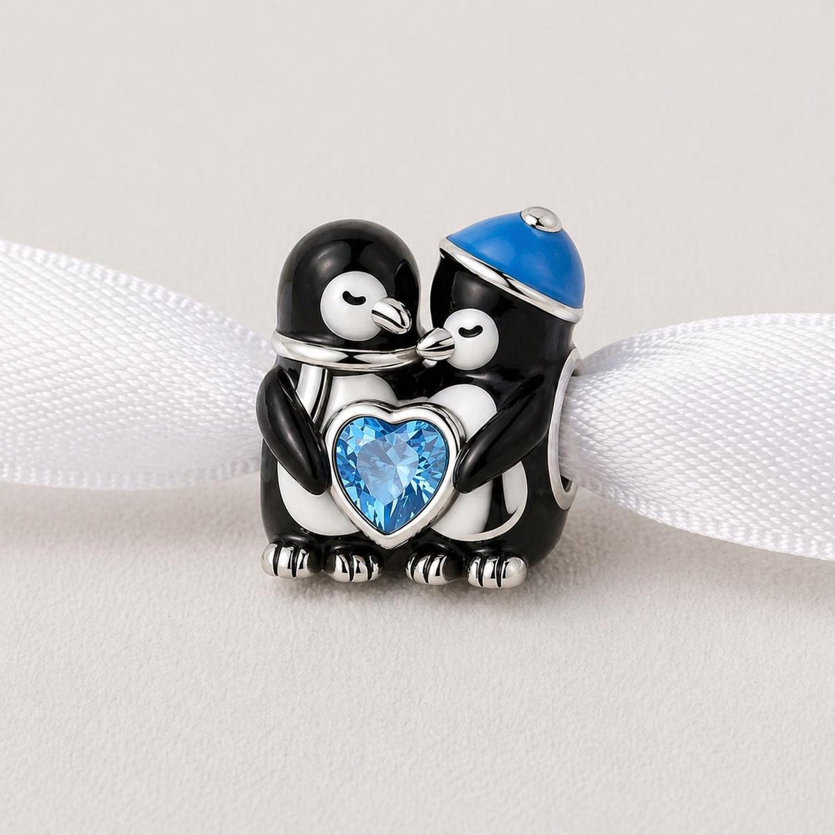 Penguin Couple sterling silver charm alternate view