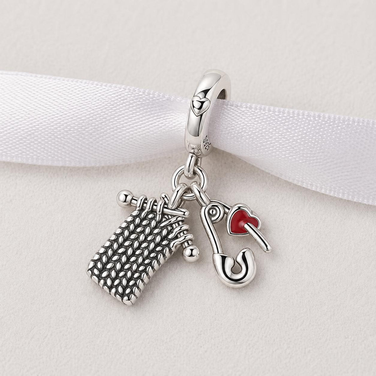 Knitting Needle sterling silver charm alternate view