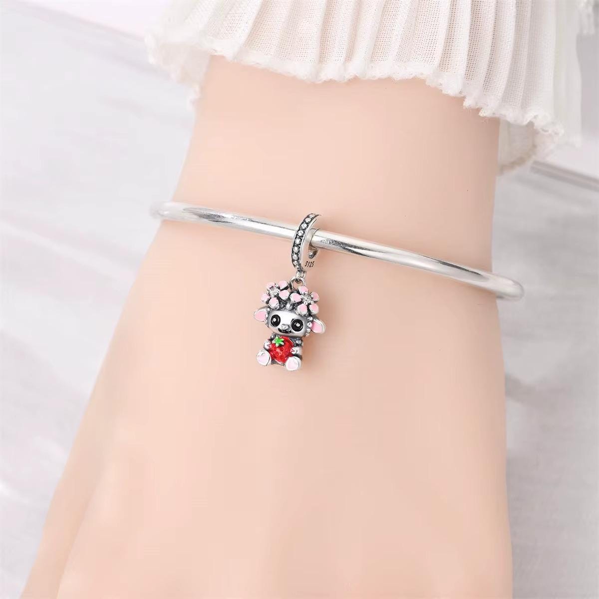 Strawberry Sheep sterling silver charm view 5