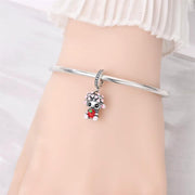 Strawberry Sheep Bead Fits Pandora Charm Bracelet, Silver Lamb Pink Flower Enamel Animal Gift