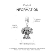 Puppy Dog Bead Fits Pandora Charm Bracelet, Silver Pave Crystal Heart Sparkly Animal Gift