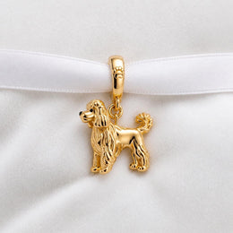 Poodle Bead Fits Pandora Charm Bracelet, Goldendoodle Labradoodle Dog | Gold Plated Pet Jewelry Gift