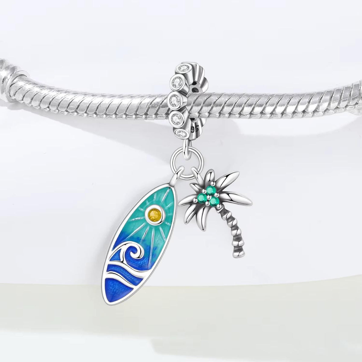 Surfboard sterling silver charm view 7