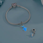 Blue Whale Shark Bead Fits Pandora Charm Bracelet, Silver Gentle Giant Ocean Crystal Gift