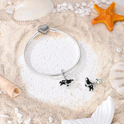Orca Bead Fits Pandora Charm Bracelet, Mom & Baby Killer Whale, Ocean Animal Jewelry Gift