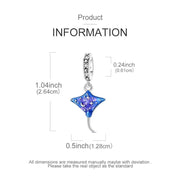 Celestial Stingray Bead Fits Pandora Charm Bracelet, Silver Manta Ray Blue Moon Star Gift