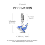Celestial Whale Bead Fits Pandora Charm Bracelet, Silver Starry Night Blue Enamel Moon Gift