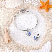 Celestial Whale Bead Fits Pandora Charm Bracelet, Silver Starry Night Blue Enamel Moon Gift