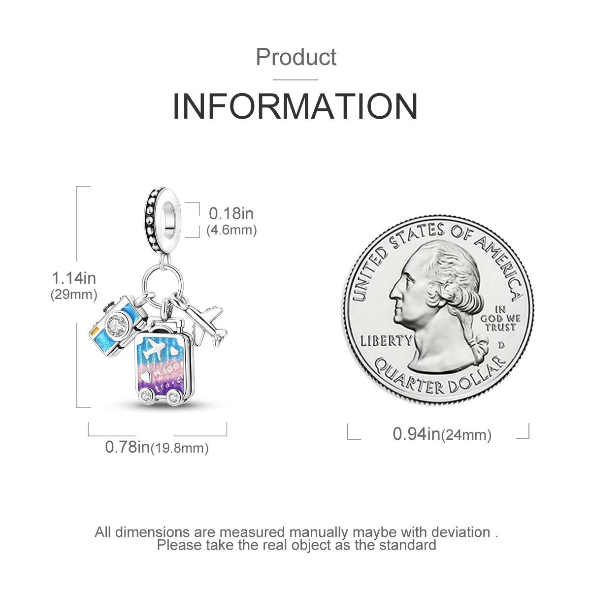 Travel sterling silver charm view 5