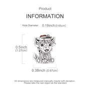 Highland Cow Bead Fits Pandora Charm Bracelet, Silver Scottish Animal Heilan Coo Gift