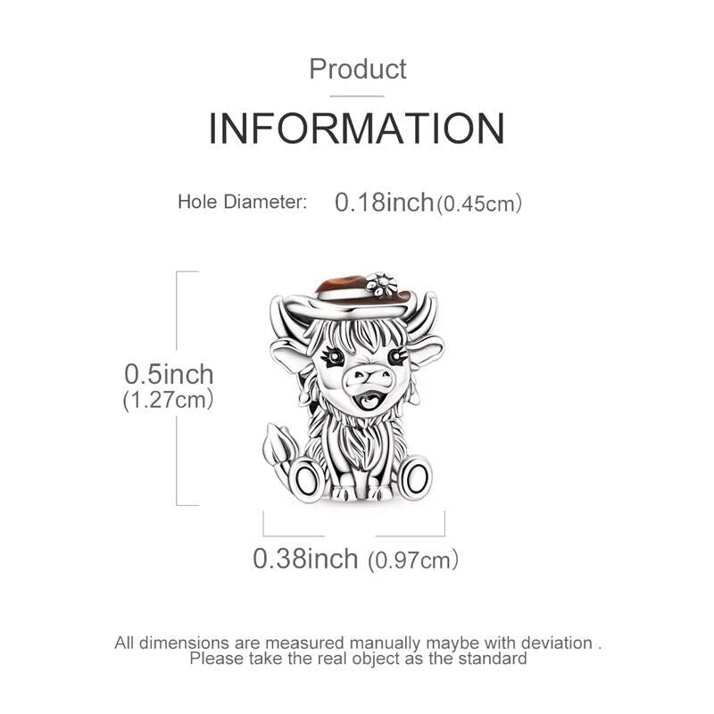 Highland Cow sterling silver charm view 5