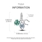 Good Luck Bead Fits Pandora Charm Bracelet, Silver Clover Evil Eye Horseshoe Dangle Gift