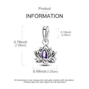 Lotus Flower Bead Fits Pandora Charm Bracelet, Silver Purple Crystal Zen Yoga Spiritual Gift