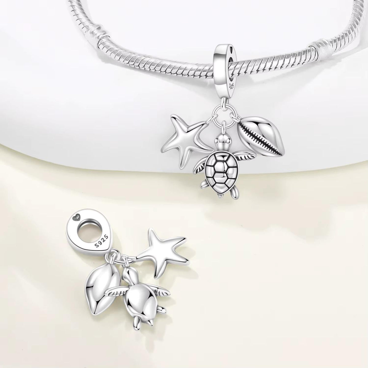 Turtle Starfish Shell charm detail view