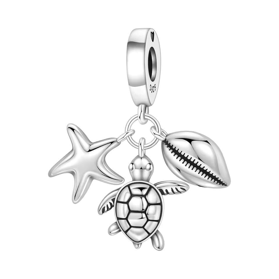Turtle Starfish Shell 925 sterling silver charm