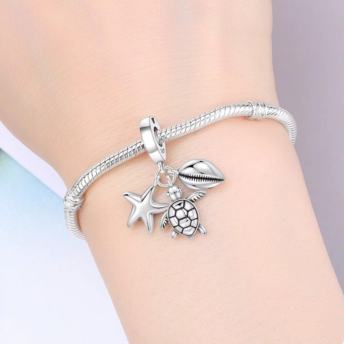 Turtle Starfish Shell sterling silver charm view 5