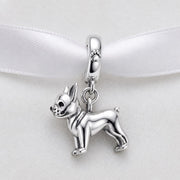 French Bulldog Bead Fits Pandora Charm Bracelet, Silver Frenchie Puppy Animal Pet Jewelry Gift