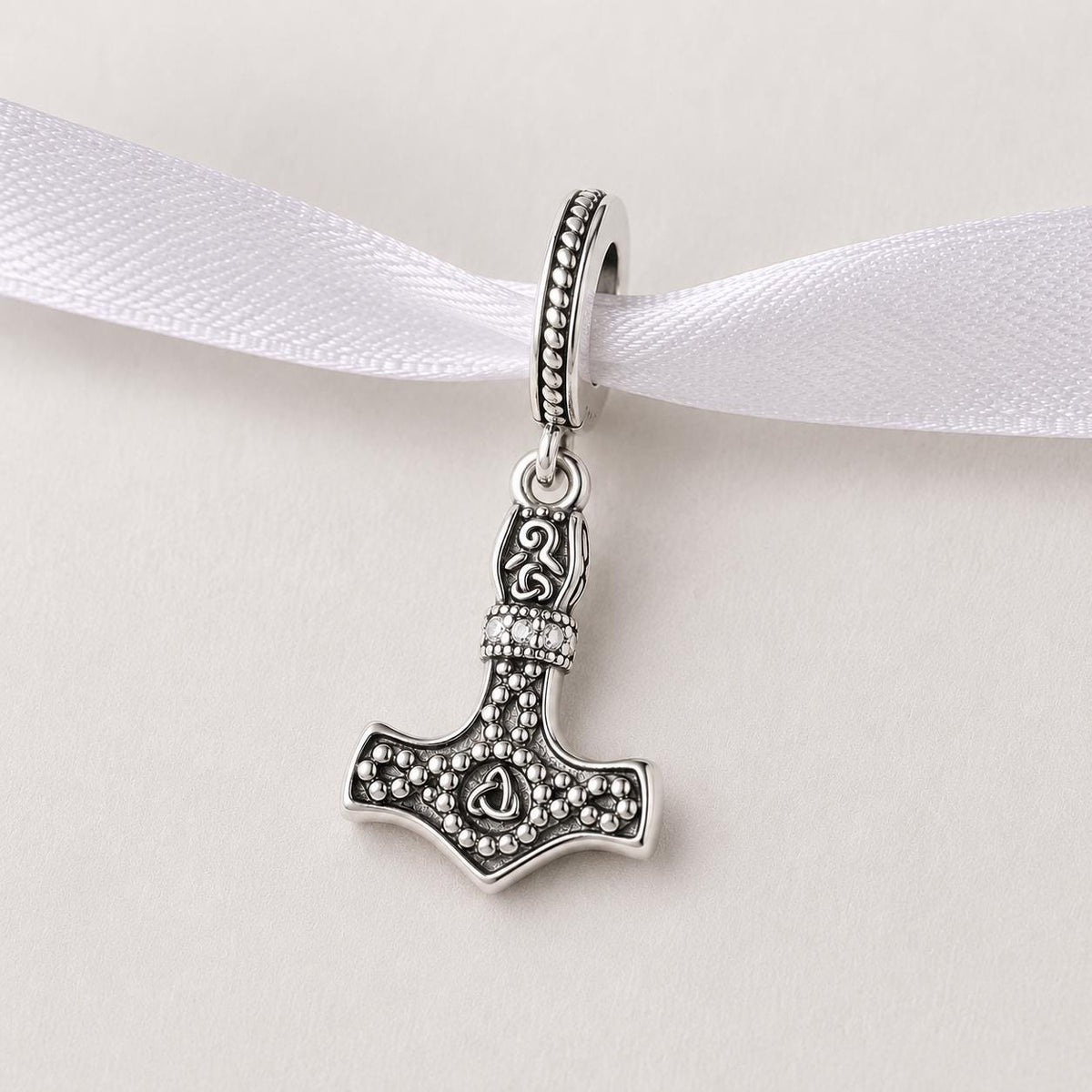 Thor Hammer sterling silver charm alternate view
