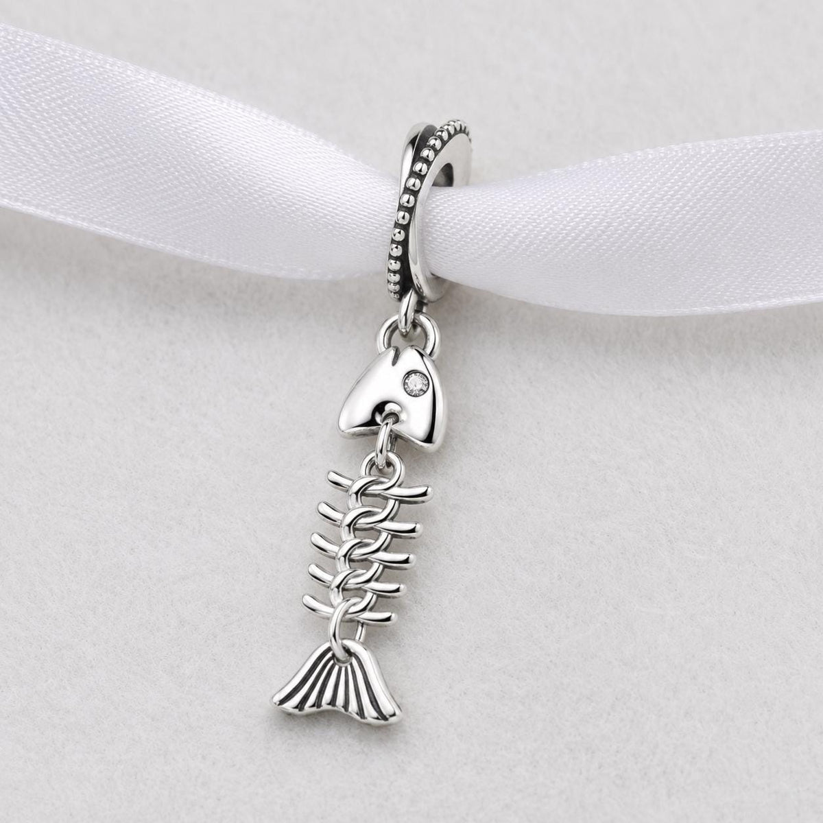 Fish Bone sterling silver charm alternate view