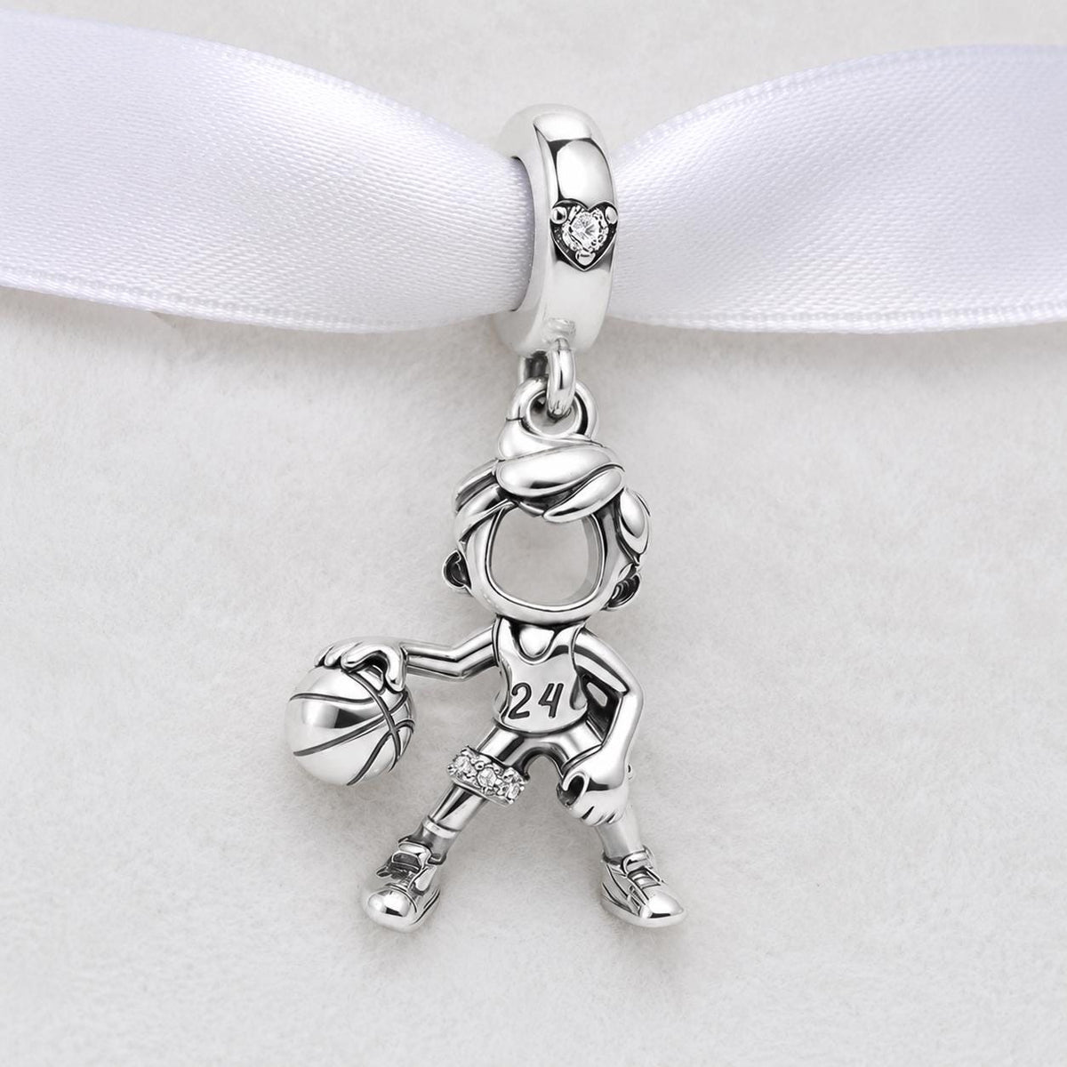 Basketball Player sterling silver charm alternate view