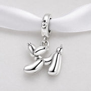 Balloon Dog Bead Fits Pandora Charm Bracelet, Silver Animal Dangle, Pop Art Jewelry Gift