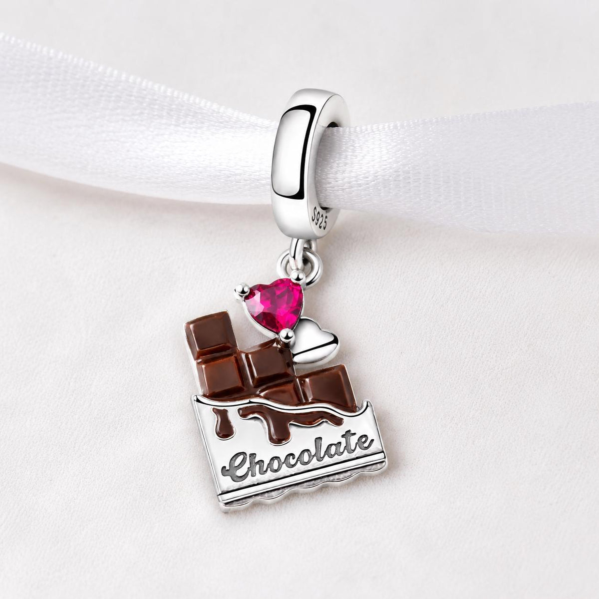 Chocolate Bar sterling silver charm alternate view