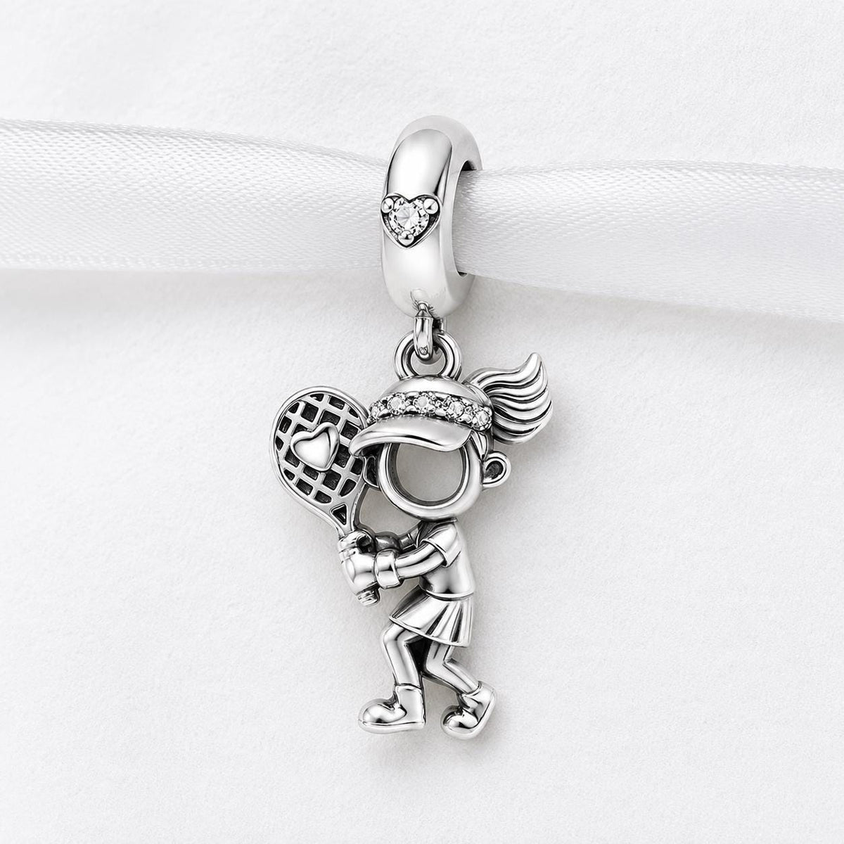 Tennis Player sterling silver charm alternate view