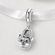 Yorkshire Terrier Bead Fits Pandora Charm Bracelet, Yorkie Dog In Shoe, Silver Puppy Dangle