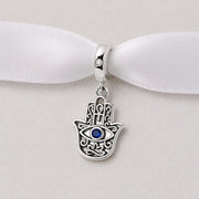 Hamsa Hand Bead Fits Pandora Charm Bracelet, Silver Evil Eye Ankh Protection Dangle Gift
