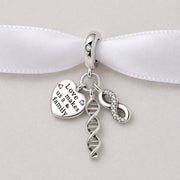 DNA Family Heart Bead Fits Pandora Charm Bracelet, Silver Infinity Symbol Dangle Jewelry Gift