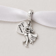 Wedding Couple Bead Fits Pandora Charm Bracelet, Silver Dancing Love Forever Anniversary Bridal Gift