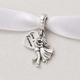 Wedding Couple Bead Fits Pandora Charm Bracelet, Silver Dancing Love Forever Anniversary Bridal Gift