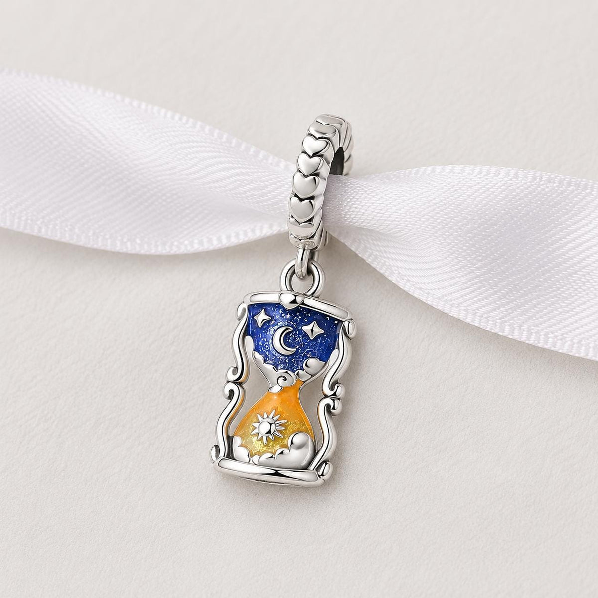 Hourglass sterling silver charm alternate view