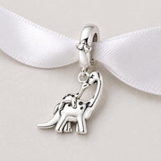 Dinosaur Bead Fits Pandora Charm Bracelet, Mom & Baby Dino Love, Silver Prehistoric Family Gift