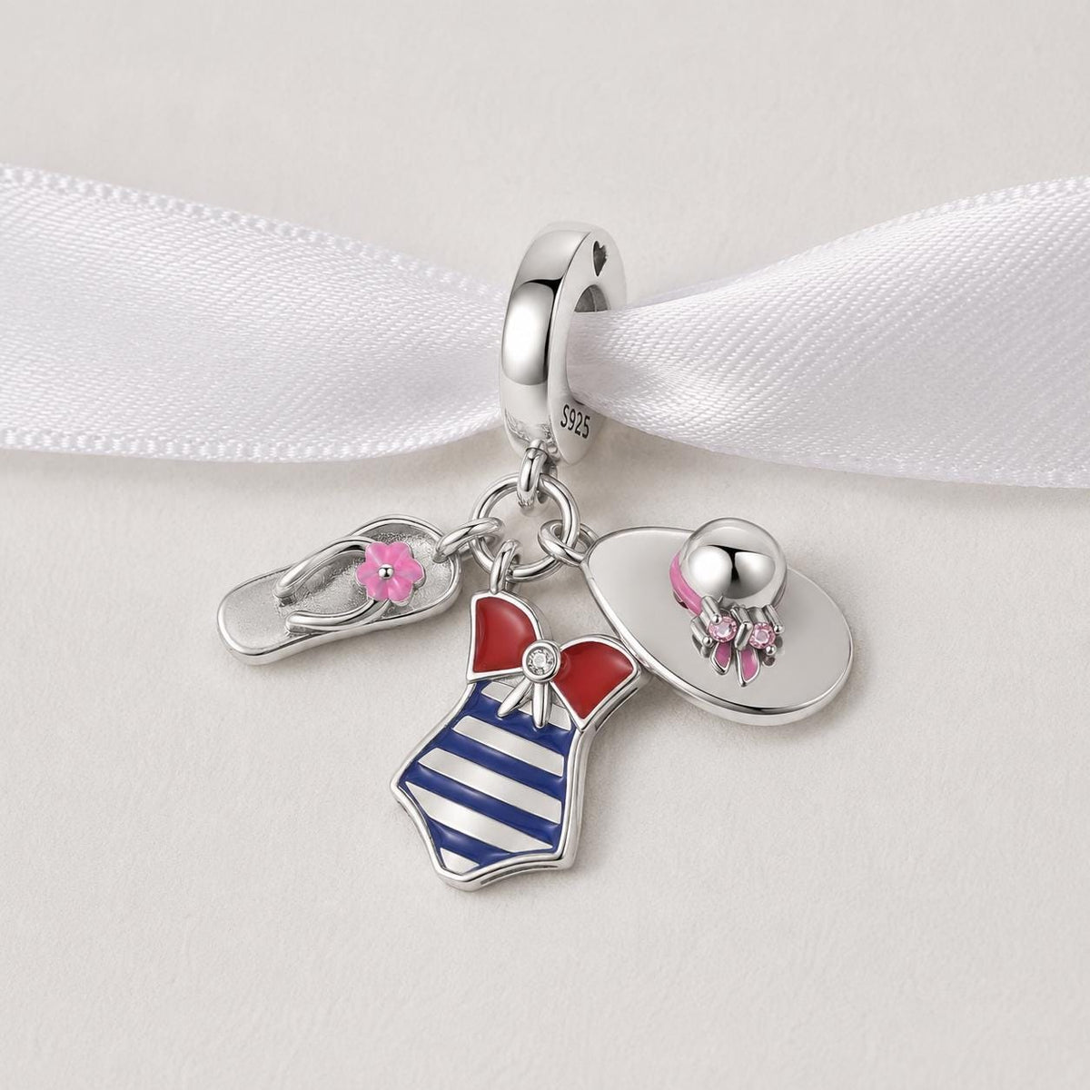 Beach Vacation sterling silver charm alternate view