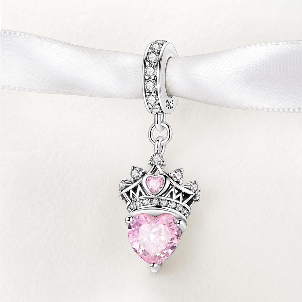 Mom Crown Heart sterling silver charm alternate view