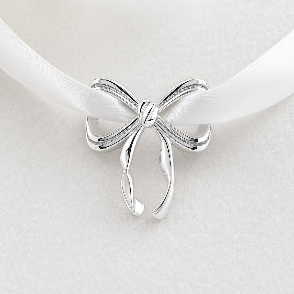 Silver Bow sterling silver charm alternate view