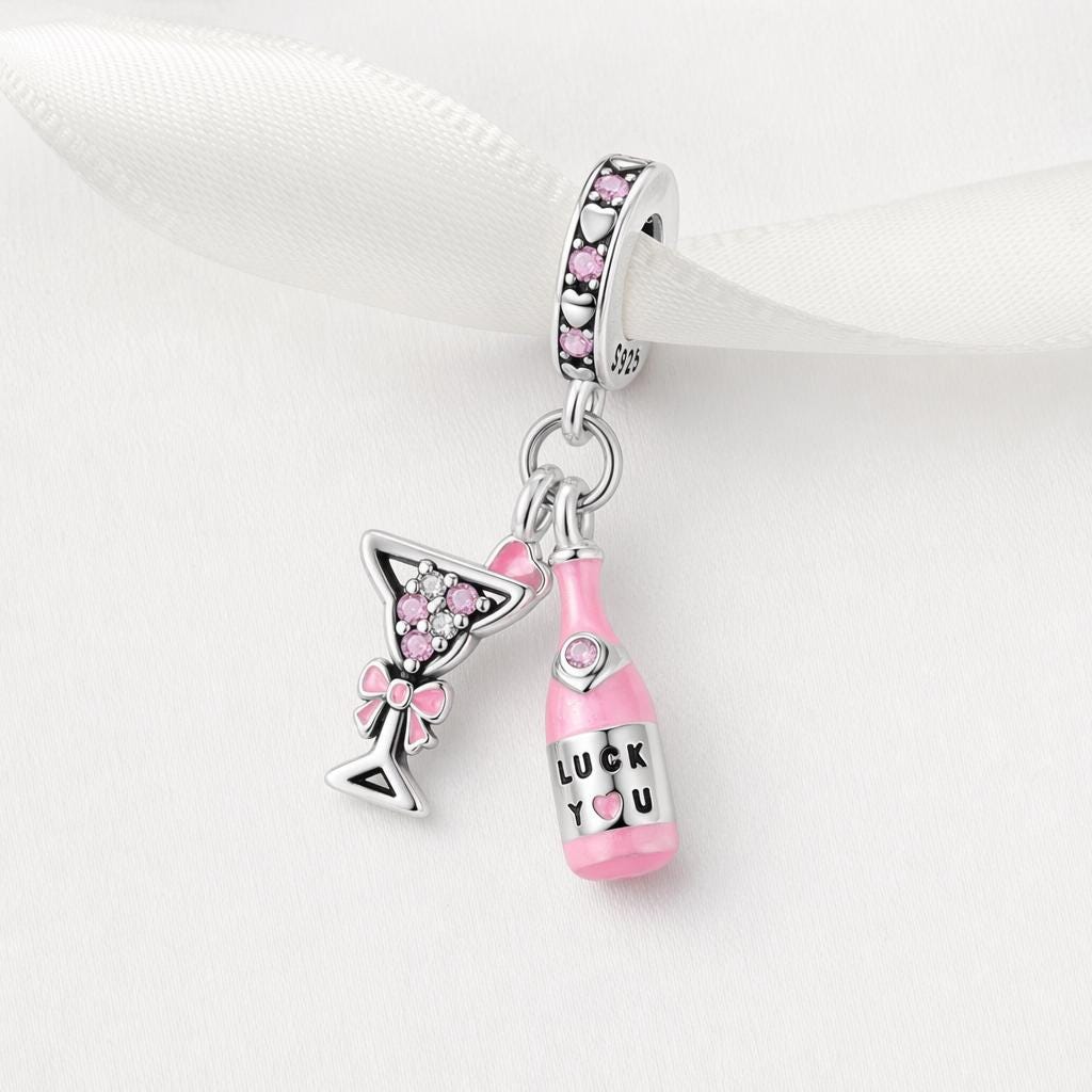 Lucky Champagne sterling silver charm alternate view