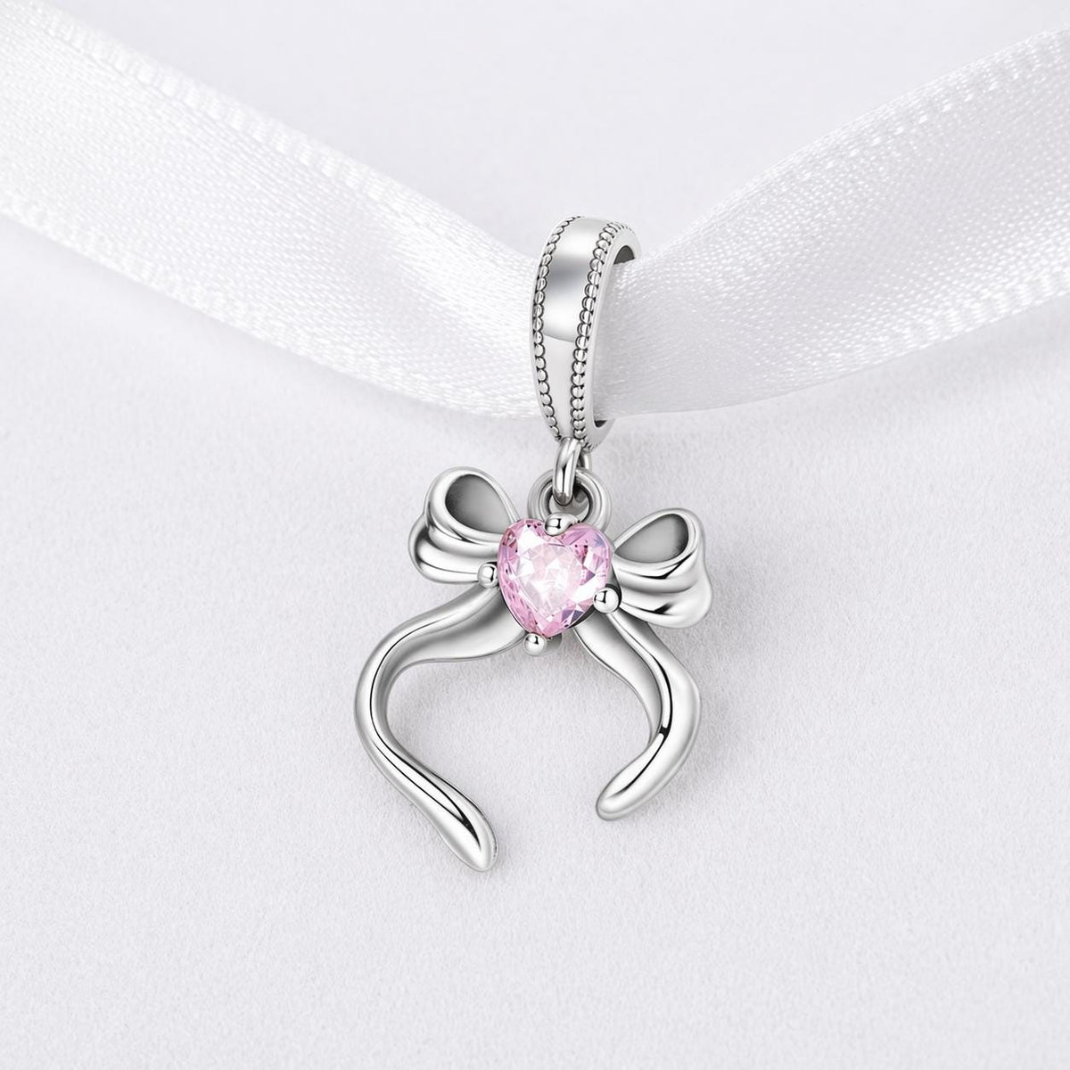 Heart Bow sterling silver charm alternate view