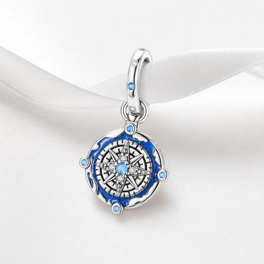 Compass Star sterling silver charm alternate view
