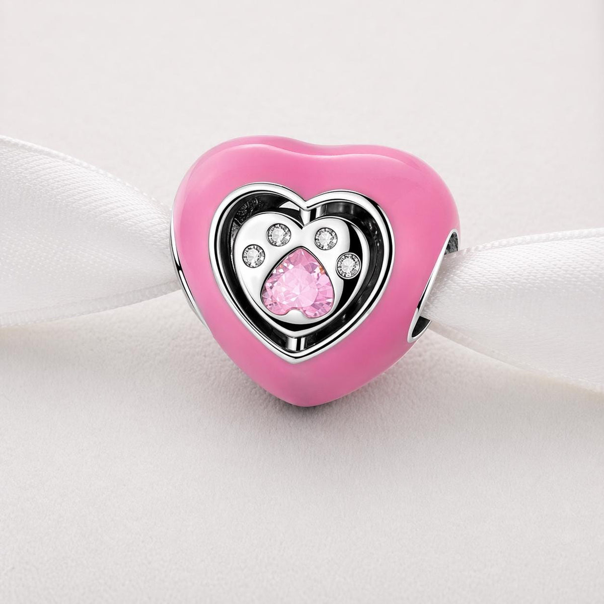 Pet Paw Heart sterling silver charm alternate view