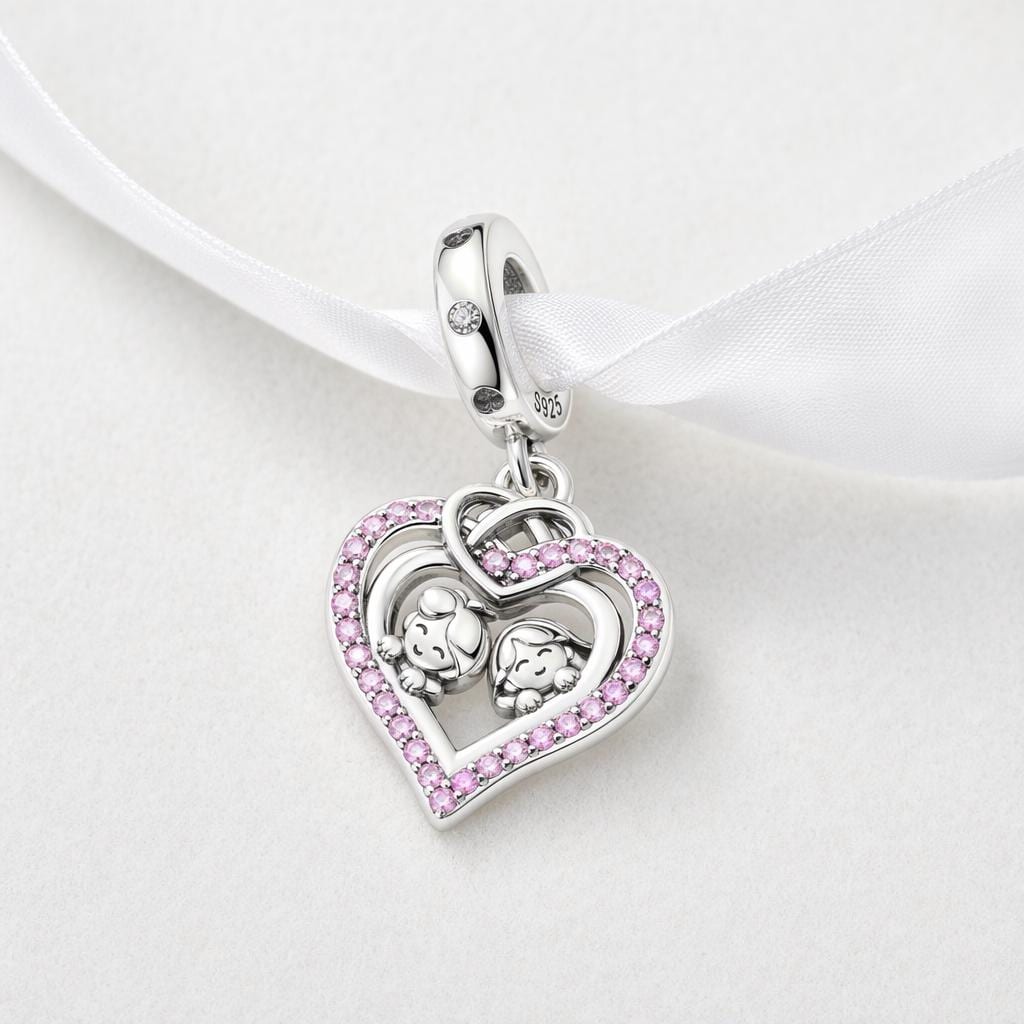 Sister Heart sterling silver charm alternate view