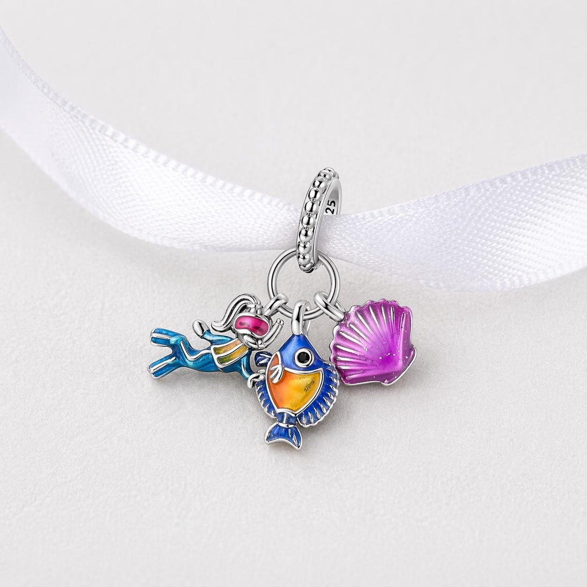 Scuba Diver sterling silver charm alternate view