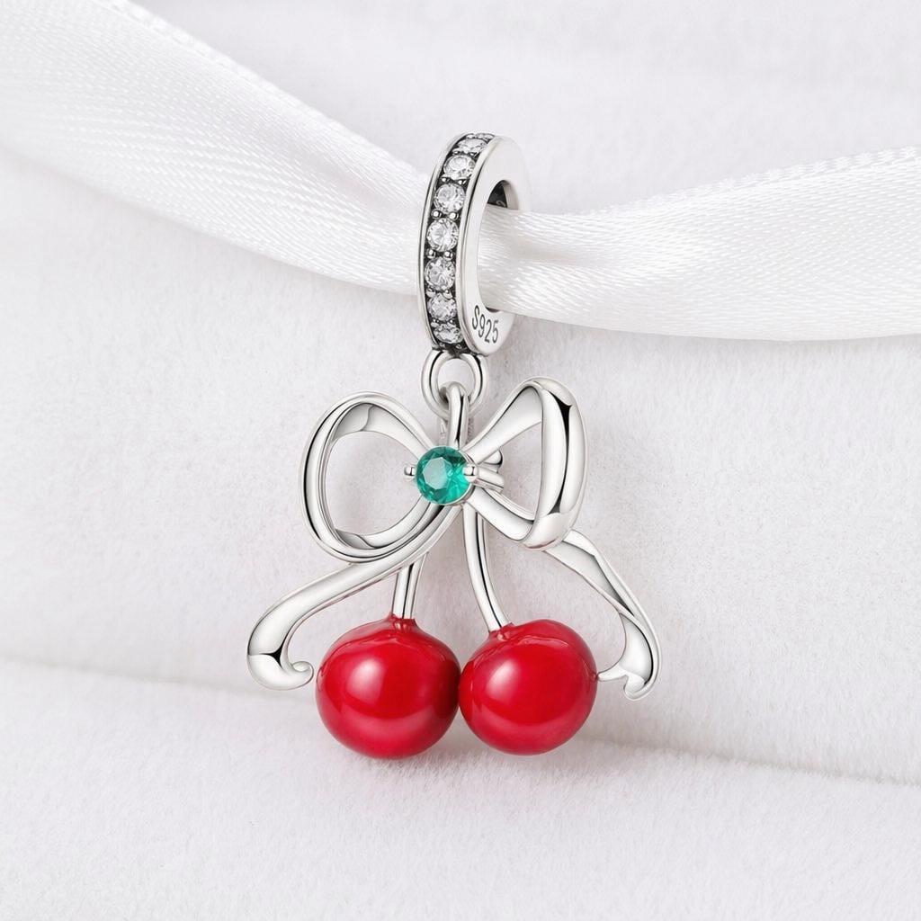 Red Cherry sterling silver charm alternate view